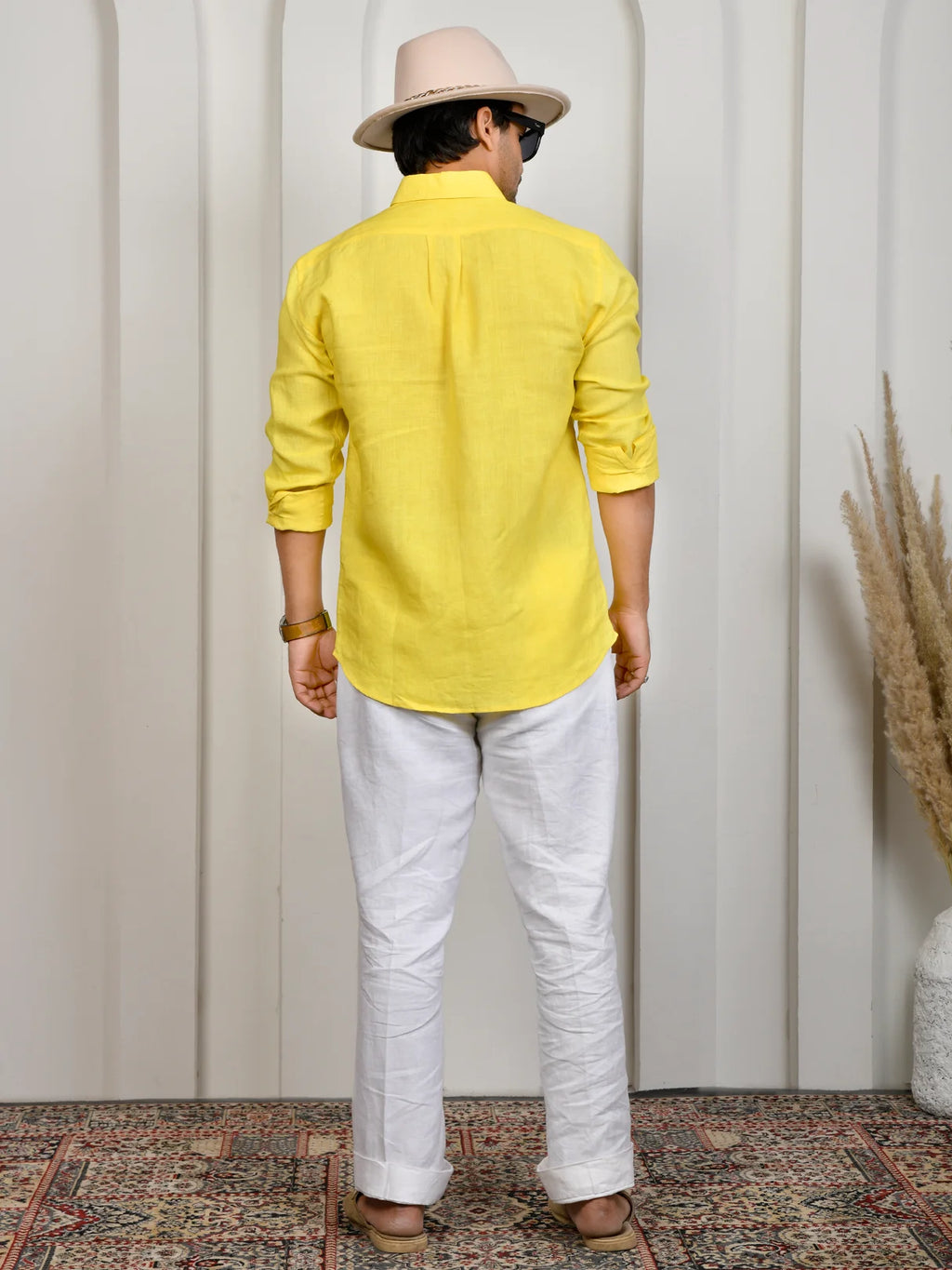Solid Yellow Pure Linen Shirt
