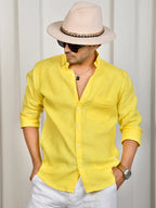 Solid Yellow Pure Linen Shirt