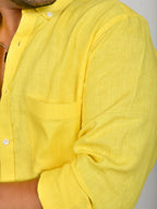 Solid Yellow Pure Linen Shirt