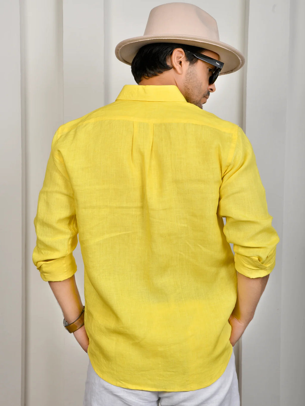 Solid Yellow Pure Linen Shirt