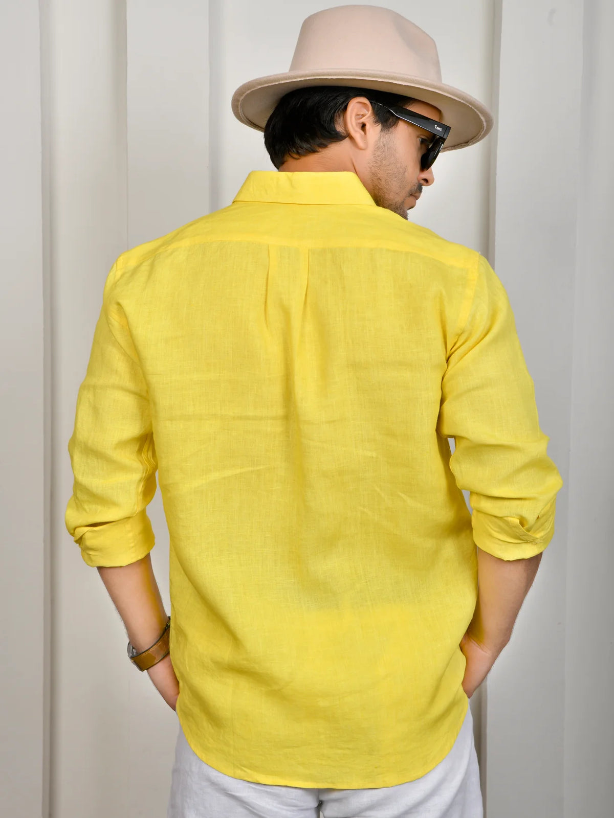 Solid Yellow Pure Linen Shirt