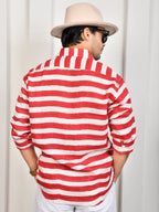 Stripes Red Pure Linen Shirt