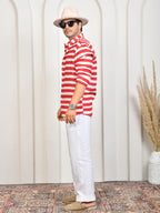 Stripes Red Pure Linen Shirt