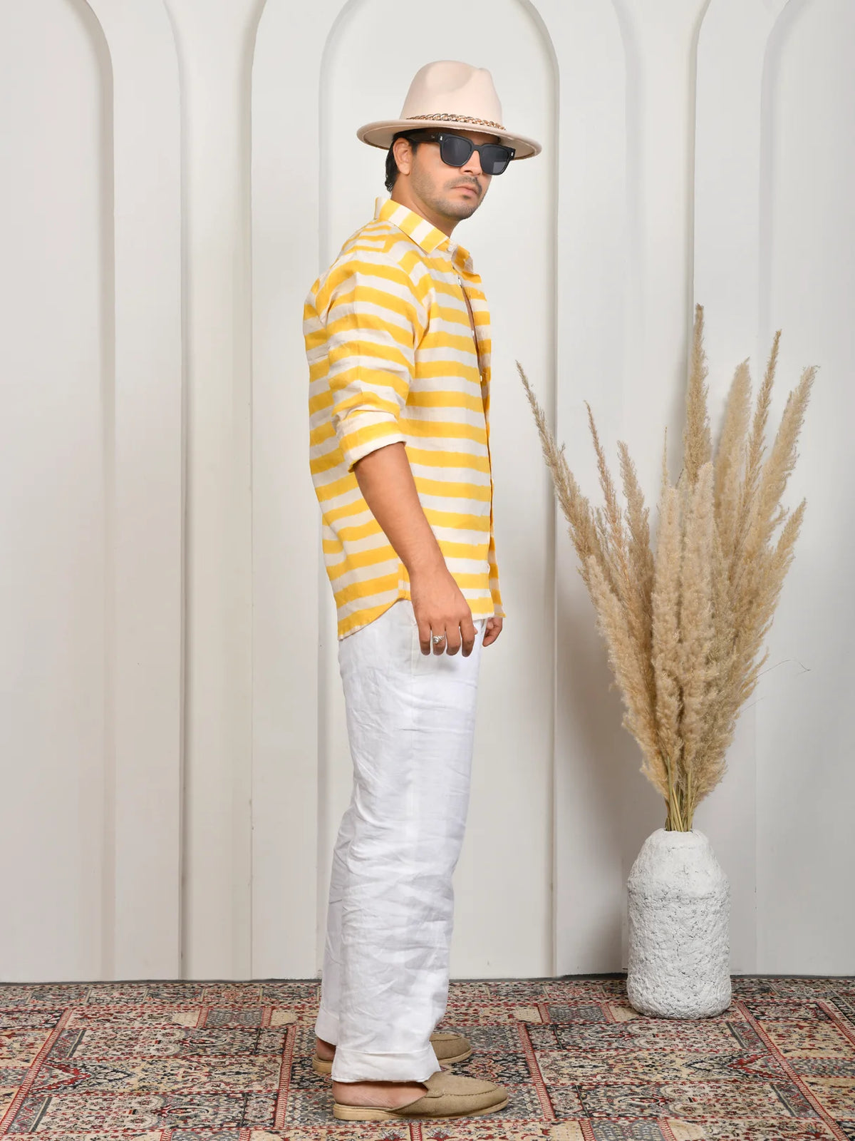 Stripe Yellow Pure Linen Shirt