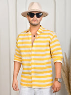 Stripe Yellow Pure Linen Shirt