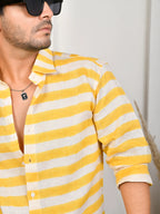 Stripe Yellow Pure Linen Shirt