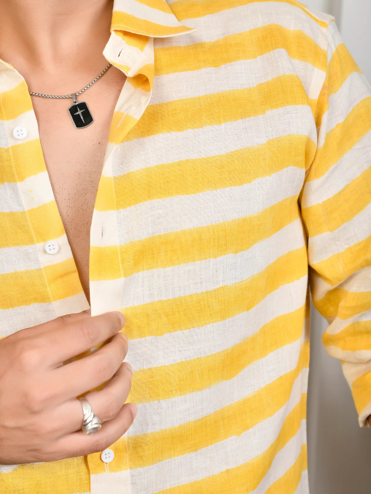 Stripe Yellow Pure Linen Shirt