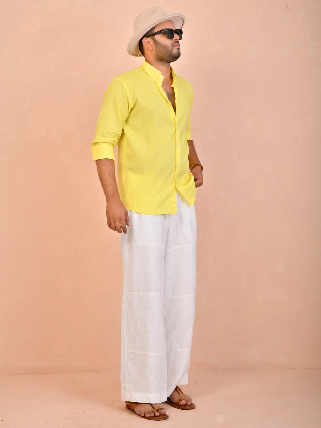 Solid Rich Yellow Pure Linen Shirt