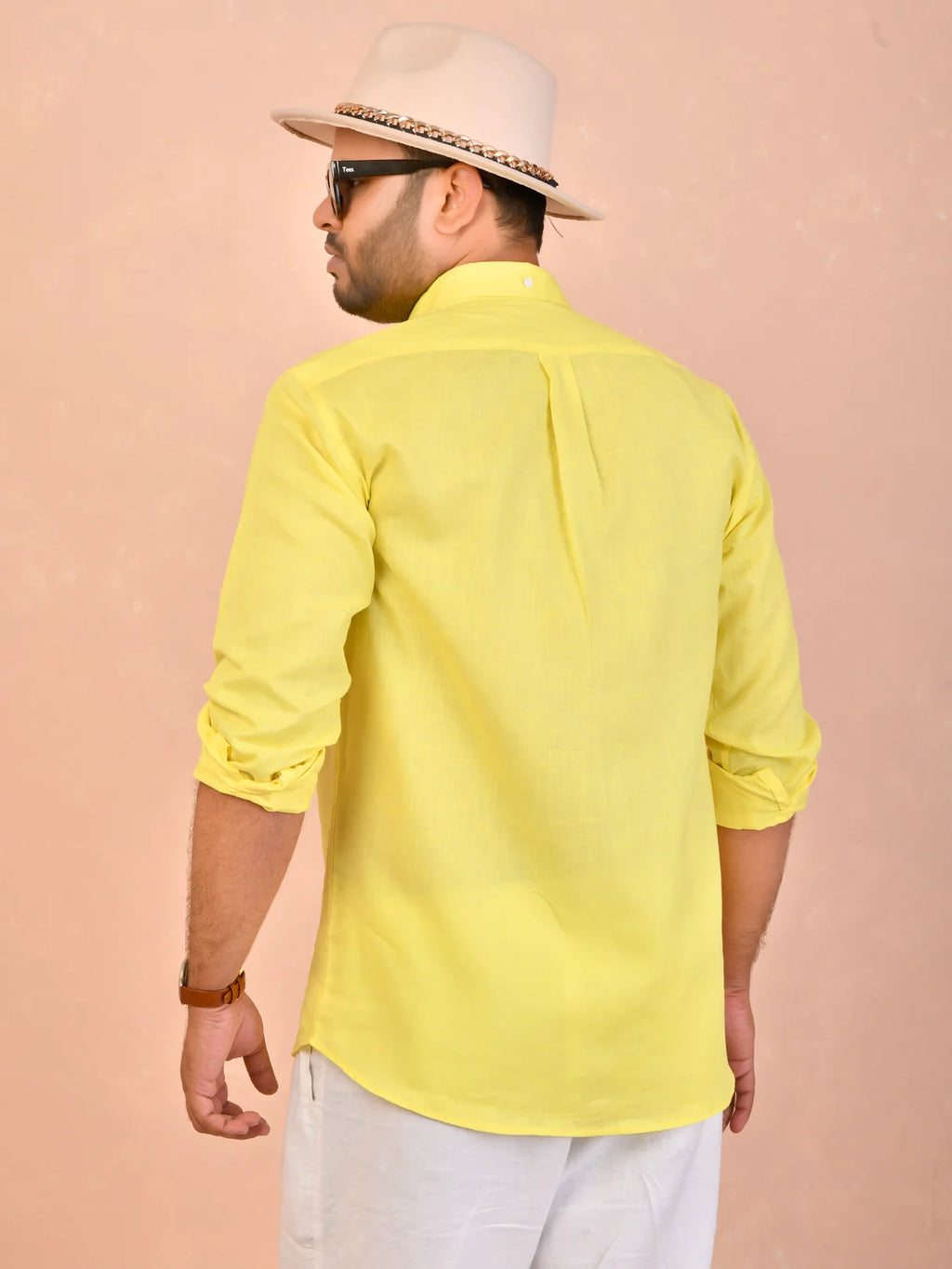 Solid Rich Yellow Pure Linen Shirt