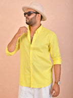 Solid Rich Yellow Pure Linen Shirt