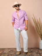 Solid Pastel Lilac Pink Pure Linen Shirt
