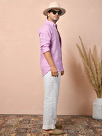 Solid Pastel Lilac Pink Pure Linen Shirt