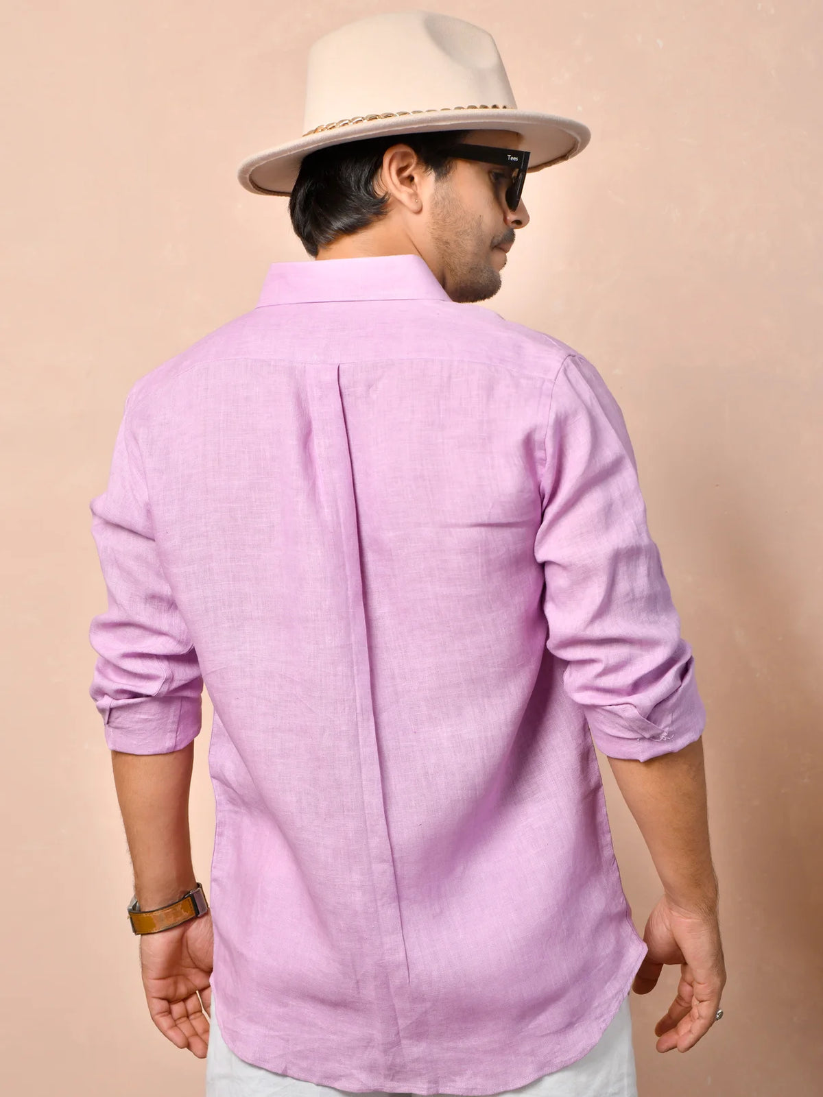 Solid Pastel Lilac Pink Pure Linen Shirt