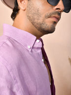 Solid Pastel Lilac Pink Pure Linen Shirt
