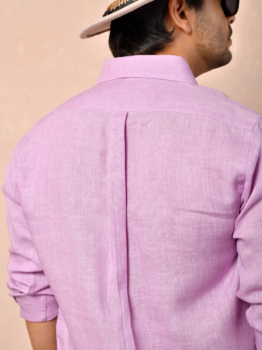 Solid Pastel Lilac Pink Pure Linen Shirt